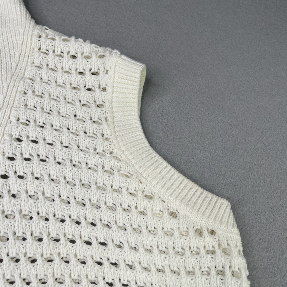 Simply Southern Womens XL Cream Open Knit Sweater Vest 1/4 Zip Sleeveless - Picture 5 of 13